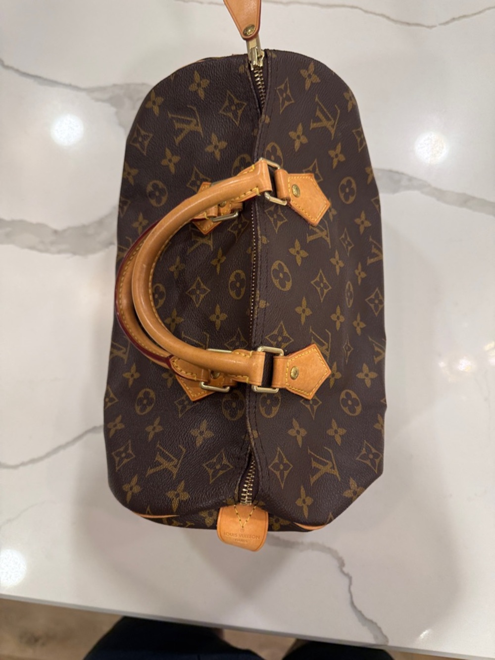 Louis Vuitton Brown Monogram Satchel with Tan Leather Handles - Picture 10 of 16